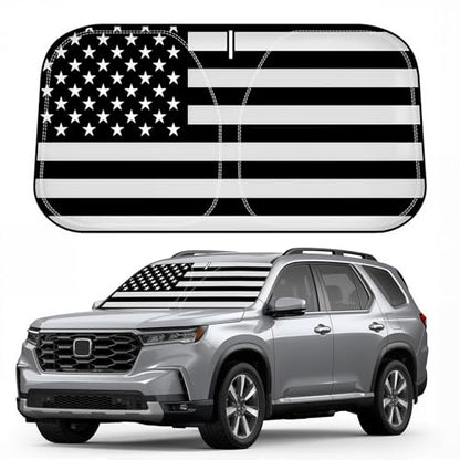 D-Lumina Windshield Sun Shade for 2016-2025 Honda Pilot Accessories, Front Window Sunshade American Flag Sun Visor Protector Sun Shield Blocks UV Rays Heat, Foldable 2 Layers 210T Material - size: Silver & Black-fit 2016-2025 Honda Pilot