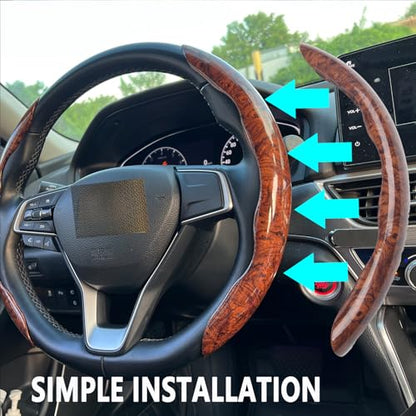 Steering Wheel Cover, Wood Grain Steering Wheel Cover, Car Wheel Cover for Men/Women, Universal Fit for 99% Car Steering Wheel,Steering Wheel Accessories (Wood Grain-Brown) - color: Wood grain-Brown