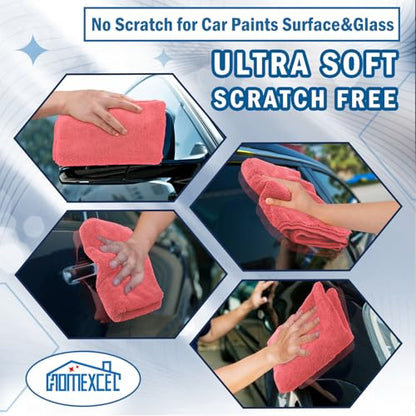 HOMEXCEL Professional Large Microfiber Car Drying Towels 2 Pack, Lint Free, Scratch Free, Highly Absorbent Drying Towel for Cars, SUVs, RVs, Trucks, and Boats,31" x 24",Red - color: Red