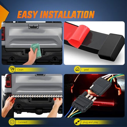 Nilight Truck Tailgate Light Strip 48Inch Arrow 432 LED with Red Running Brake Lights Amber Turn Signals Strobe Lights - color: 48" Tailgate Light Strip Red/Amber Arrow