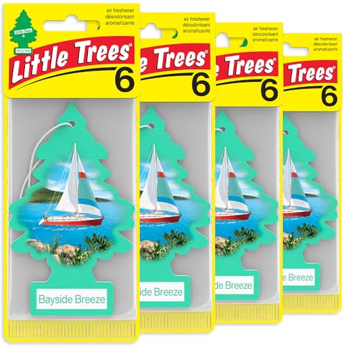 LITTLE TREES Car Air Freshener | Hanging Tree Provides Long Lasting Scent for Auto and Home | 24 Air Fresheners |Bayside Breeze - color: Bayside Breeze