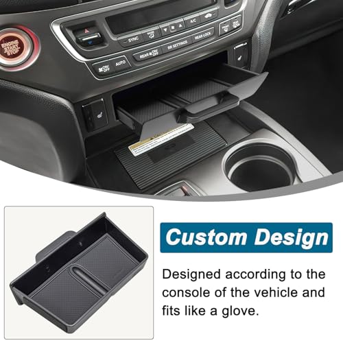 PIMCAR Removable Tray for 2016-2022 Honda Pilot/2017-2026 Honda Ridgeline/2019-2025 Honda Passport Center Console Organizer Storage Box Interior Accessories (Only Fit Models with Cubby) - size: Cente Console Drawer