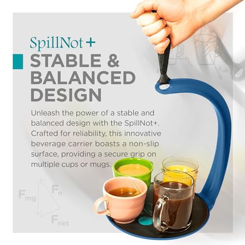 SpillNot+ - The SpillNot Portable Handheld Beverage Carrier, Nonspill Drink Tray, Innovative, Easy to Use - Blue - color: Blue