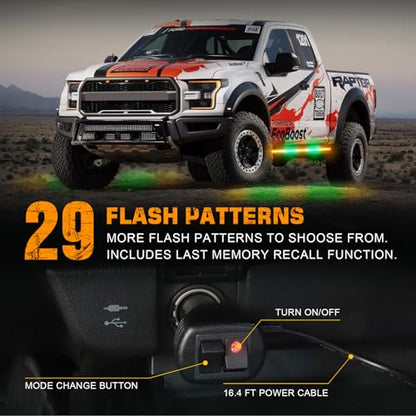 XRIDONSEN 2PCS 60 inch Amber Green Emergency Lights Strip 720 LED Running Board Strobe Lights Side Flashing Warning Safety Caution Lights for Tow Plow Trucks Construction Vehicles Pickup SUV Jeep - color: Amber/Green