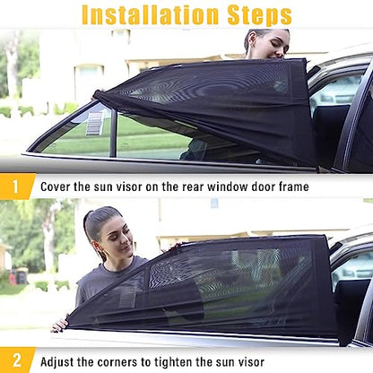 Kewucn 2 Pack Car Window Shades, Sun Rays Blocker & UV Protection for Baby Family Pet, Breathable Mesh Auto Window Covers, Elasticized Universal Window Screens for Most Cars (SUV Front 35.4''×24.4'') - size: Large SUV Front Seat