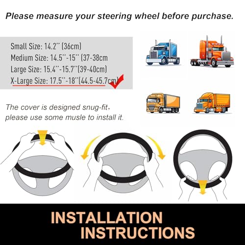 PINCTROT XL Size 17.5-18 Inch Comfy Grip Steering Wheel Cover for Semi Truck, Fits RV, Big Rig Trucker, 18 Wheeler and Classic Cars, Anti-Slip Design 17.5-18 Inch(Silicone Purple) - color: 6.Purple, size: Extra Large Size[17 1/2''-18'']