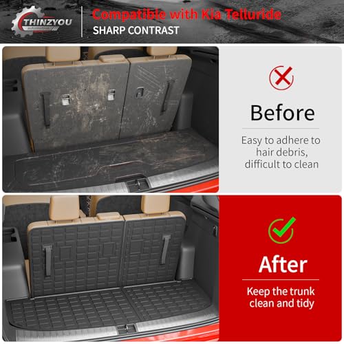 Cargo Mat Compatible with 2020-2025 Kia Telluride (NOT for 2027) Trunk Mat Cargo Liner Trunk Liner All Weather Back Seat Protector 2024 Telluride Accessories (Trunk Mat with Backrest Mat) - style: For Kia Telluride | 2020-2025