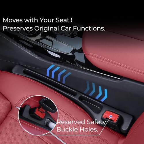 EnzeroTools Car Seat Gap Filler, 2-Pack No-Drop Seat Side Gap Seam Filler Organizer with Phone Holder, Universal Fit Fill The Gap Between Seat & Console, Perfect for Car, SUV, Truck - color: Black
