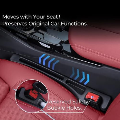 EnzeroTools Car Seat Gap Filler, 2-Pack No-Drop Seat Side Gap Seam Filler Organizer with Phone Holder, Universal Fit Fill The Gap Between Seat & Console, Perfect for Car, SUV, Truck - color: Black