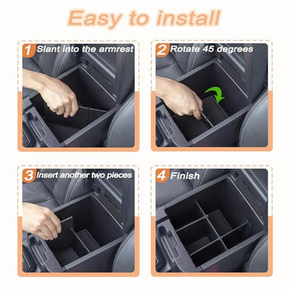 JKCOVER 3PCS Center Console Organzier Compatible with Toyota Tacoma 2016-2023 Accessories Tray Hidden Box Divider ABS Material Insert - color: 3PCS