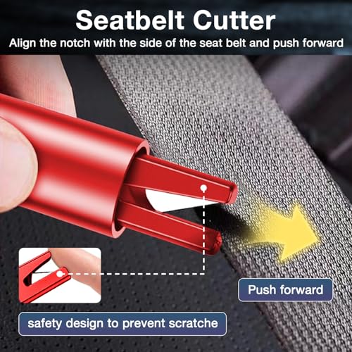 MOTORBUDDY Car Window Breaker Tool, 2-in-1 Window Breaker Seatbelt Cutter, Emergency Glass Breaker and Auto Escape Tool，Car Accessories - color: Black and Red