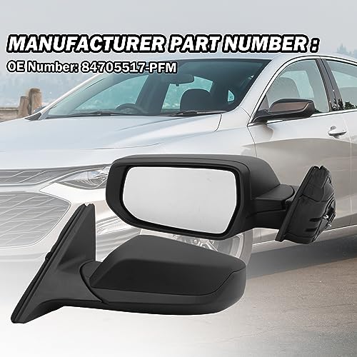 Driver Side View Mirror Compatible with Chevy Malibu 2016 2017 2018 2019 2020 2021 2022 Non Heated Without Signal Light Manual Folding LH - color: 3Pins-Textured Black, size: Left Driver Side