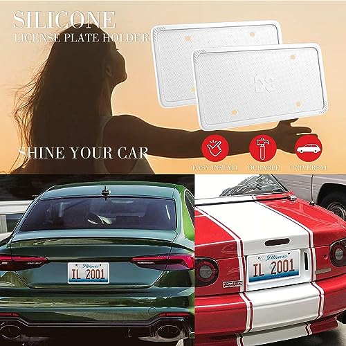 XCLPF Silicone White License Plate Frame Covers 1 Pack- Front and Back Car Plate Bracket Holders. Rust-Proof, Rattle-Proof, Weather-Proof (White) - color: 1 Pack White