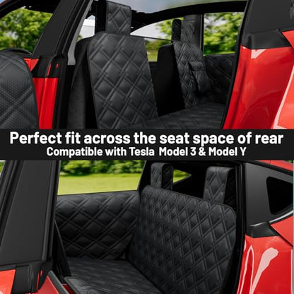 Dog Car Seat Cover For Back Seat Compatible With Tesla Model Y/3 - Pet Travel Hammock For Suv - Pets Backseat Covers For Car Seats -Waterproof Cars Seat Extender Protector Dogs with Headrest Protector - size: Tesla Dog Car Seat - Standard