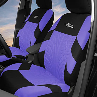 AUTOYOUTH Purple Seat Covers Front Seats Only, 3D Tyre Embossed Breathable Bucket Covers, Airbag Compatible, Quick Setup Universal Fit for Sedan, SUV, Truck, Van - color: Purple, size: Front Seats Only (4 pieces)