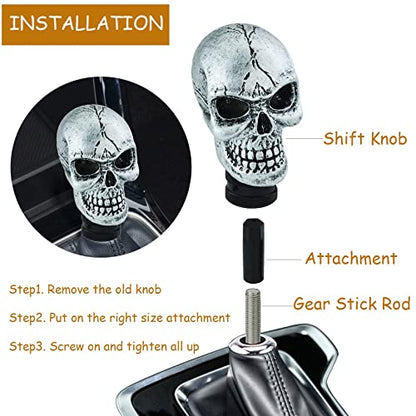 Skull Gear Speed Shift Stick Head Fit Most Cars - color: Silver