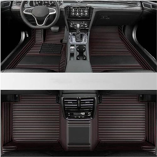 Custom Luxury Leather Car Floor Mats Upgrade Your Car's Interior All-Weather Protection for Cars, SUVs, Trucks Compatible with Automotive Mats (Black red Narrow Strip) - color: Black red narrow strip