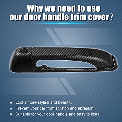 X AUTOHAUX 8pcs ABS Exterior Side Door Handle Cover Trim for Ram 1500 2500 3500 2010-2018 Black Carbon Fiber Pattern Outer Door Handle Cover Decoration