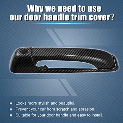 X AUTOHAUX 8pcs ABS Exterior Side Door Handle Cover Trim for Ram 1500 2500 3500 2010-2018 Black Carbon Fiber Pattern Outer Door Handle Cover Decoration
