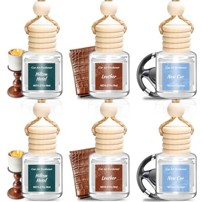 6 Pack Premium Car Air Freshener, Long Lasting Luxury Diffuser Set, Hanging Executive Vehicle Interior Decor Scent Unisex
