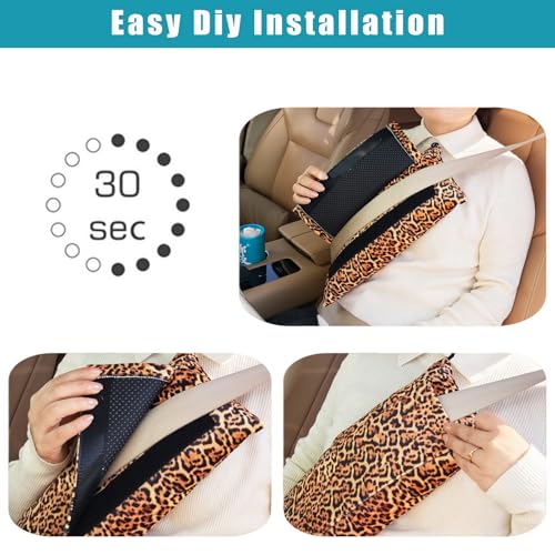 Super Soft Seatbelt Pillow, Seat Belt Pillow for Mastectomy Post-Surgery, Seat Belt Cushion for Heart Surgery Recovery, Hysterectomy Abdominal Incision Recovery Seatbelt (Leopard, Large) - color: Leopard