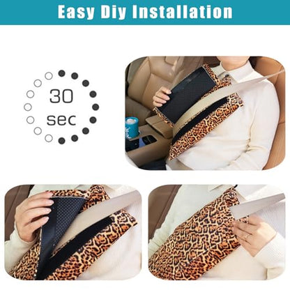 Super Soft Seatbelt Pillow, Seat Belt Pillow for Mastectomy Post-Surgery, Seat Belt Cushion for Heart Surgery Recovery, Hysterectomy Abdominal Incision Recovery Seatbelt (Leopard, Large) - color: Leopard