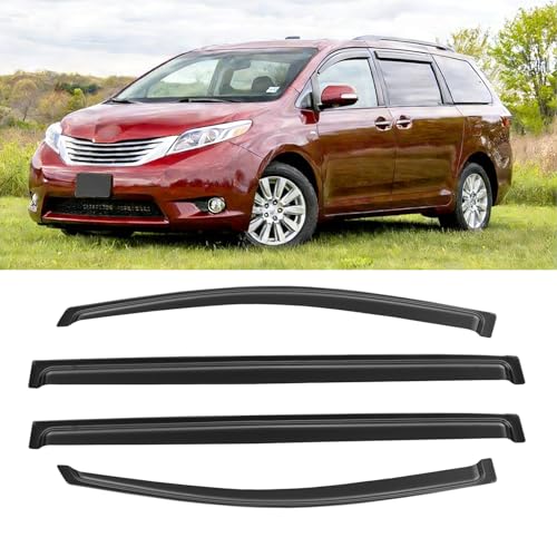 Window Rain Guards for 2011-2020 Toyota Sienna, Window Visor Guard Vent Wind Shade Deflector Rain Shield Protector Sun for 11-20 Sienna 2012 2013 2014 2015 2016 2017 2018 2019, Outside-Mount, 4PCS - size: For 11-20 Sienna