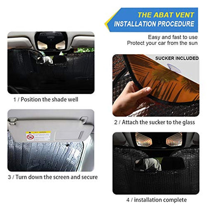 Palm Tree And Fantastic Sunset Of Sea Car Windshield Sunshade Foldable Reflective Sun Shade Blocks UV Rays - color: Beach Sunset 1