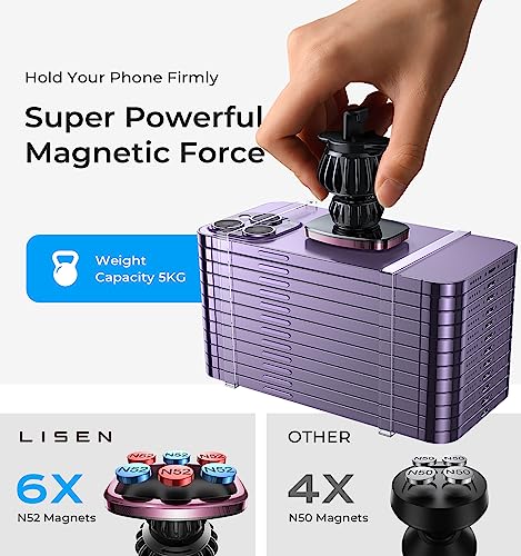LISEN Magnetic Phone Holder for Car, [Easily Install] Car Phone Holder Mount [6 Strong Magnets] Cell Phone Holder for Car [Case Friendly] iPhone Car Holder Blue LV633 - color: Pink