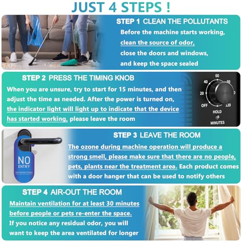 Ozone Generator 65,000mg/h,Commercial/Home Ozone Odor Eliminator, Portable High-capacity O3 Ion Deodorizer, Suitable for 4500 Square Feet of Cars, Pets, Kitchens, Smoke-filled Spaces(Black)