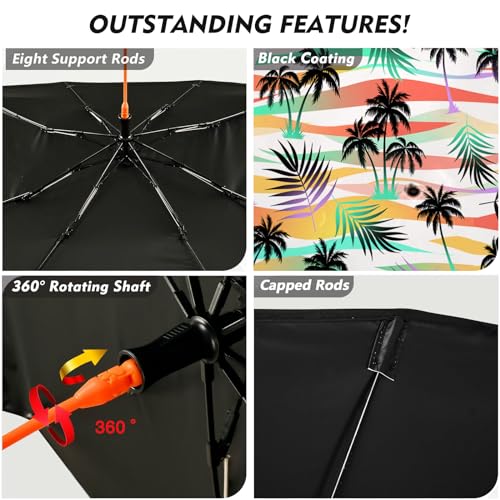 Color Palm Tree Car Windshield Sun Shade Umbrella Car Foldable Umbrella Sunshade for Front Window Universal Car Window Shades Blocks UV Rays Keeps Car Cool - color: Color Palm Tree