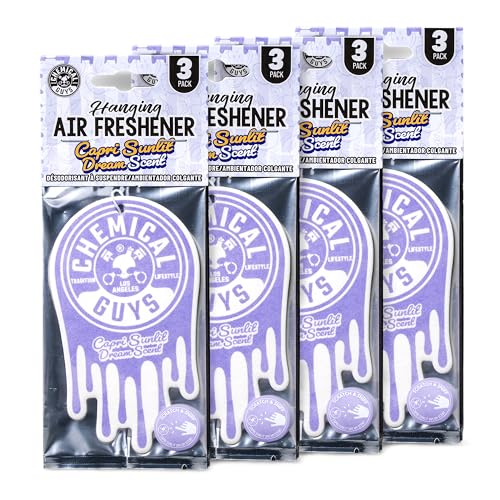 Chemical Guys Hanging Car Air Freshener 12-Pack, Capri Sunlit Dream Coastal Citrus & Soft Floral Fragrance, Rearview Mirror Paper Fresheners for Cars, Trucks, SUVs, RVs & Boats