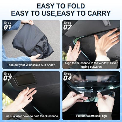 SINGARO Universal 300T Car Windshield Sun Shade, Foldable Reflective for Windshield & Window Shades with Overlapping Design, Car Interior Accessories (64.5" L x 33" W) - size: Big Suv