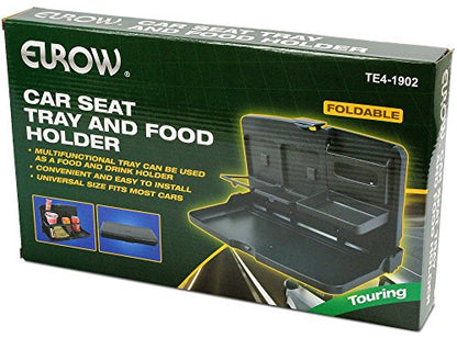 Eurow Car Backseat Travel Tray with Dual Cup Holders, Snack and Meal Storage, Phone Slot, Hooks, Easy-Clean Surface, Fits Most Vehicles, Installs in Seconds, Ideal for Kids and Road Trips (Pack of 2) - size: universal (Pack of 2)