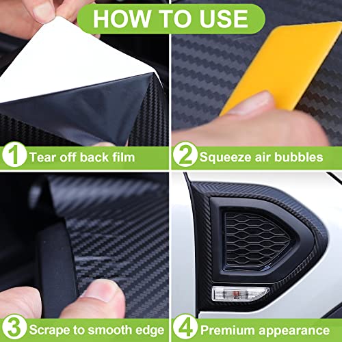 Spurtar Carbon Fiber Wrap Black Vinyl Wrap for Cars, 2 Inch x 20 ft Universal Chrome Delete Dry Carbon Fiber Tape Car Door Edge Guards Vehicle Detailing Tape Overlay Vehicle Exterior Accessories - size: 2 Inch x 20 ft