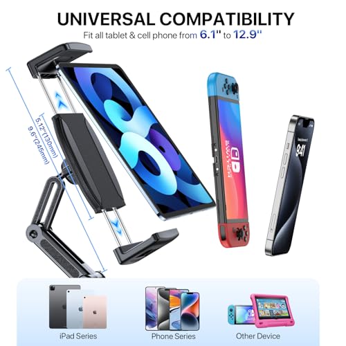 Miracase [2025 Latest Upgraded Cup Holder Tablet Mount for Car, [High-Rise Clamp Arm] Adjustable Long Neck Car Tablet Holder Compatible with iPad, Pro, Air, Mini & All 6.1-12.9" Tabs - style: Tablet Mount