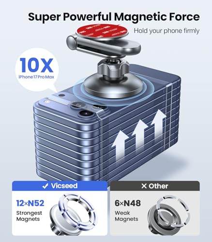 VICSEED Tesla Phone Mount【Strongest Magnet Power】 Foldable Hidden Tesla Phone Holder Fit for All Phones, Tesla Model 3/Y/Cybertruck Accessories, Tesla Model 3 Model Y for MagSafe Car Mount-Quicksilver - color: Quicksilver