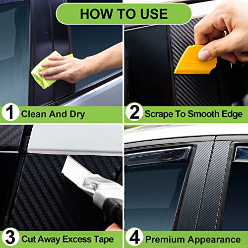 Spurtar Carbon Fiber Wrap, 1 Inch x 20 ft Air Release Black Vinyl Wrap for Cars Chrome Delete 3D Carbon Fiber Tape Blackout Exterior Decor Tape for Vehicles DIY Free Tool 2.5 x 600cm - size: 1 Inch x 20 ft