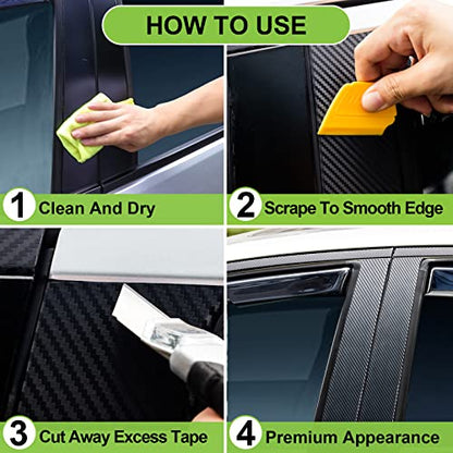 Spurtar Carbon Fiber Wrap, 1 Inch x 20 ft Air Release Black Vinyl Wrap for Cars Chrome Delete 3D Carbon Fiber Tape Blackout Exterior Decor Tape for Vehicles DIY Free Tool 2.5 x 600cm - size: 1 Inch x 20 ft