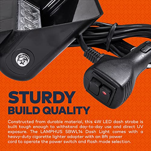LAMPHUS SolarBlast SBWL14 4W Green White LED Warning Strobe Dash Light [32 Flash Modes] [Adjustable Angle] [Suction Cups] Flashing Emergency Dash Windshield Light for Volunteer Firefighter - color: Green / White