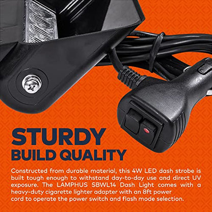 LAMPHUS SolarBlast SBWL14 4W Green White LED Warning Strobe Dash Light [32 Flash Modes] [Adjustable Angle] [Suction Cups] Flashing Emergency Dash Windshield Light for Volunteer Firefighter - color: Green / White