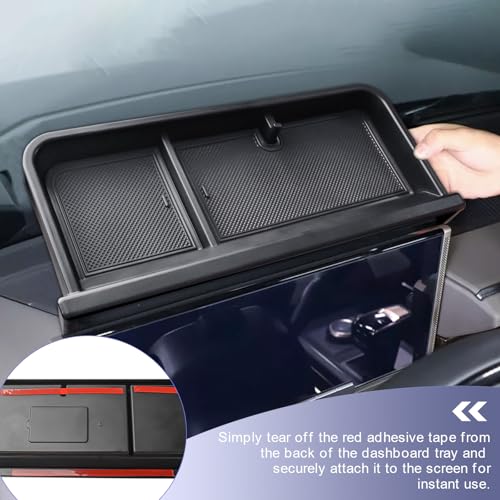 RUNROAD Dashboard Storage Organizer Tray Compatible with 2025-2022 Hummer EV Accessories, Center Console Storage Holder Behind Screen Dash Board Armrest Tray Insert Organizer (Behind The Wheel)