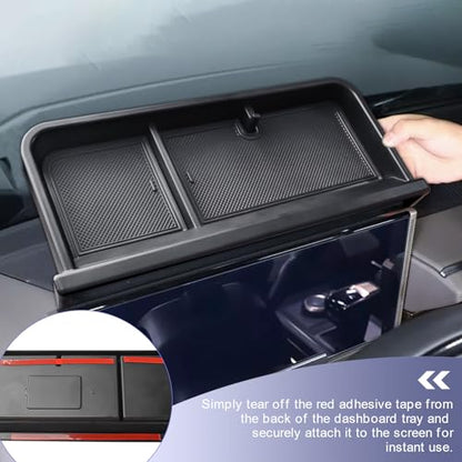 RUNROAD Dashboard Storage Organizer Tray Compatible with 2025-2022 Hummer EV Accessories, Center Console Storage Holder Behind Screen Dash Board Armrest Tray Insert Organizer (Behind The Wheel)