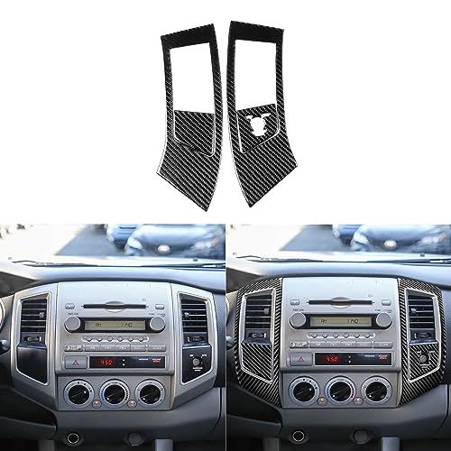 Real Soft Carbon Fiber Car Central Air Conditioner AC Outlet Vent Panel Frame Trim Sticker Auto Premium Interior Accessories Compatible with Toyota Tacoma 2009 2010 2011 Black(Type A) - color: Central Ac Vent a, size: Black Carbon Fiber