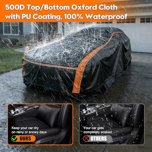 Patented Fully Enclosed Car Cover Waterproof All Weather 2-in-1 for Toyota Highlander,Ford Explorer,Jeep Grand Cherokee,Honda Pilot Automobiles Universal Fit SUV/MPV Length 191-201 in. Exterior Covers - size: 2.Fit SUV/MPV Length 191-201 Inch