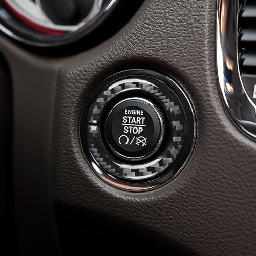 NVCNX Real Premium Carbon Fiber Accessories for Dodge Durango 2011-2020 2012 2013 2014 2015 2016 2017 2018 2019 Car Dash Push Engine Start Stop Button Ring Cover Interior Trim Sticker Decal 1PC - color: 2011-2020 Dash Push Engine Start Button Trim
