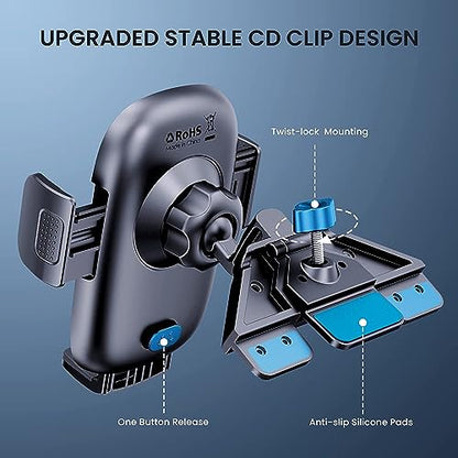 TICILFO Phone Mount for Car Phone Holder Mount Upgraded Metal CD Slot Phone Holder Car Cell Phone Holder Thick Cases Friendly iPhone Holder for Car Mount for CD Player Fit for All iPhone Smartphone - style: CD
