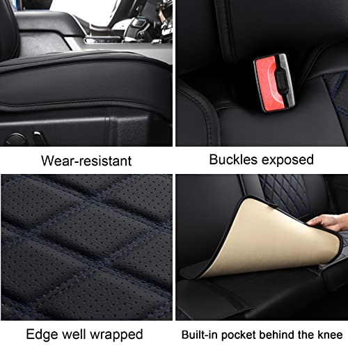 MIROZO 2PCS Front Seat Covers,Waterproof Car Seat Cover Blue Vehicle Cushion Cover Breathable Fit for Most Sedan, Truck and SUV (Black and Blue,2PCS) - color: Black Blue, size: 2PCS Front