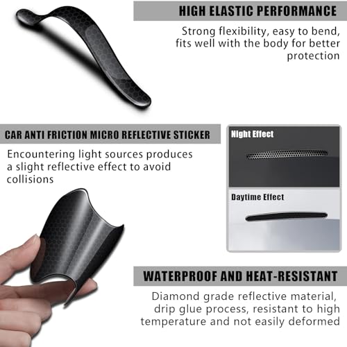 8Pcs Car Door Handle Bowl Sticker, Reflective Car Door Handle Paint Scratch Protector, Self-Adhesive Scratch Collision Protection Guard, Auto Exterior Decor Universal for SUV Truck RV (Black)