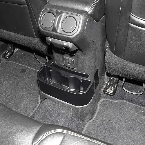 Jimen for JL Rear Cup Holder, Dual Extra Cup Holder Organizer Tray Drink Holder for Back Seat Compatible with Jeep Wrangler JL JLU & Gladiator JT 2018-2025